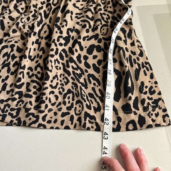 Chico’s Cheetah Print Short Sleeve Zipper Back Slitted Sides Dress Cream Black 0 - Picture 11 of 12